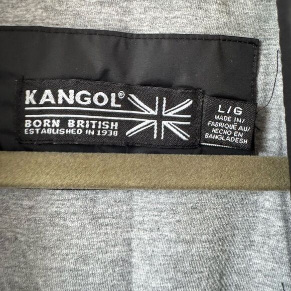 Kangol Black Snap Front Nylon Coach Jacket L Old School Windbreaker Waterproof - Picture 9 of 9